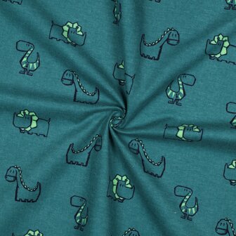 Flanel - Dino donkergroen