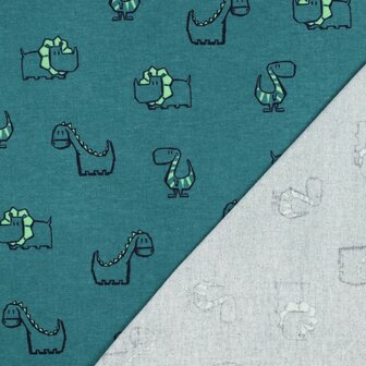 Flanel - Dino donkergroen