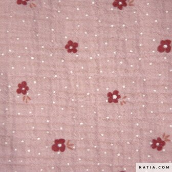 Double gauze - earth flowers roze