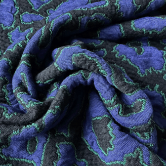 Jacquard jersey - Leopard zwart blauw groen