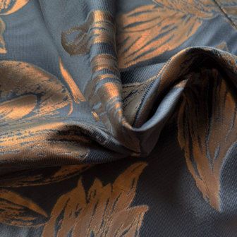Jacquard - zwart met koperen xl bloem