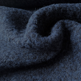 Mantelstof boiled - Gemeleerd donkerblauw