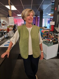 Mantelstof - Kiwigroen gemeleerd