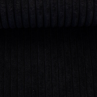 Ribfluweel deco - brede rib zwart