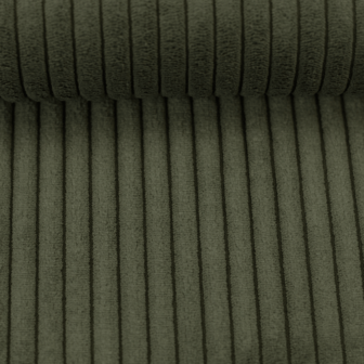Ribfluweel deco - brede rib armygreen