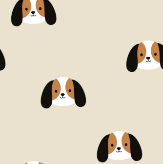 Flanel - Beige met puppie