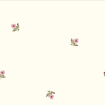 Flanel - Ecru met kleine romantische bloem