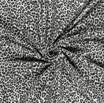 French terry - Leopard grijze tint