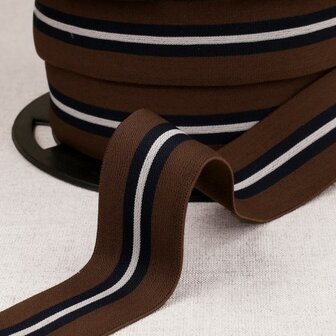 Elastiek 32mm - Multi streep bruin 61