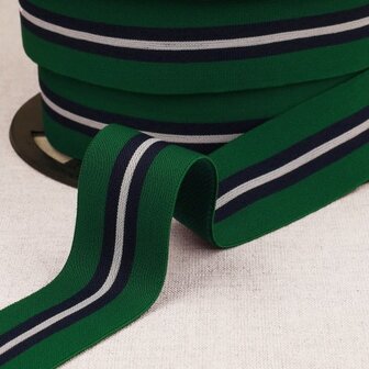 Elastiek 32mm - Multi streep groen 67