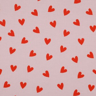 Flanel - Roze met hartjes