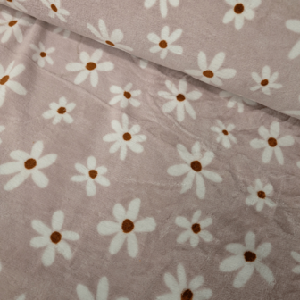 Wellness fleece -  Witte bloem op roze
