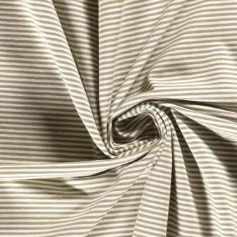 coupon 170/Jersey - Mini stripes olijfgroen