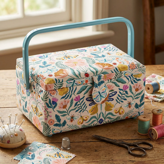 Naaidoos - Ecru met kleurrijke vlinder