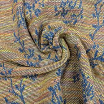 coupon 100 / Jacquard denimblauw met twijgjes fi