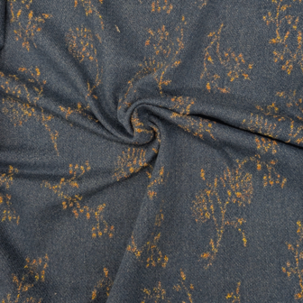 coupon 100 / Jacquard denimblauw met twijgjes fi