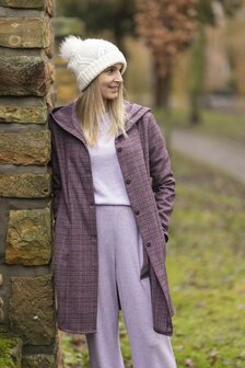 Coupon 100 / Mantelstof - Carreaux emma paars