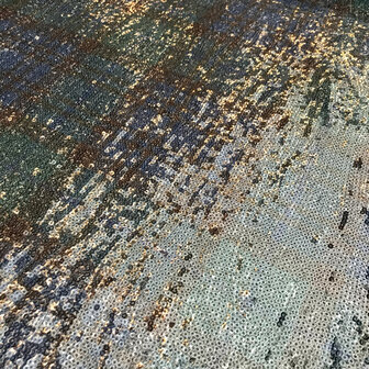 coupon 30/Polyester -  Pailletten carreaux blauw