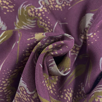 coupon 290 / Viscose - Bordeaux met pluimendans LMV