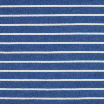 coupon 140/ Stretch badstof - Middenblauw met wit lijntje