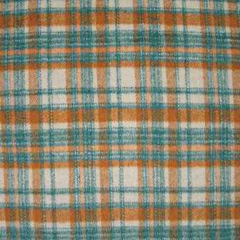 coupon 185 /Wol - Plaid check katia oranje petrol