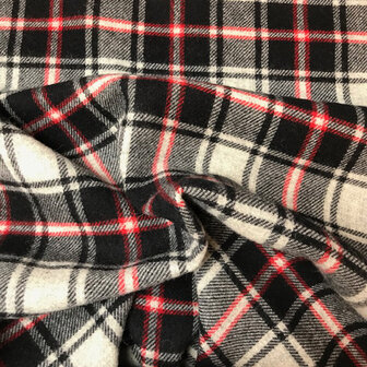 coupon 285 / Mantelstof - Zwart grijs rode carreaux
