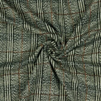 coupon 300 / Mantelstof - Fantasiestrepen zwart-ecru-roest