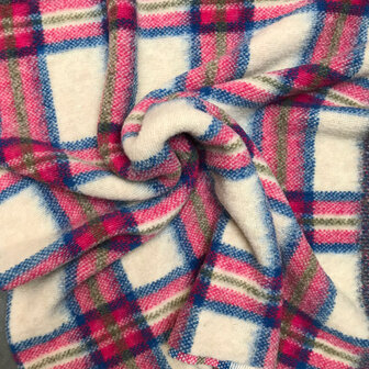 coupon 280 / Mantelstof - Carreaux fuchsia turkoois olive