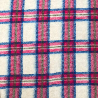 coupon 280 / Mantelstof - Carreaux fuchsia turkoois olive