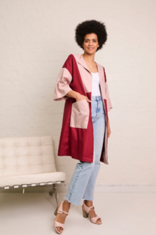 coupon 170 / Gabardine 1 organic - Burgundy darkred jupe