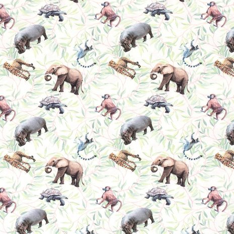 Tricot - Aquarel jungle dieren op ecru