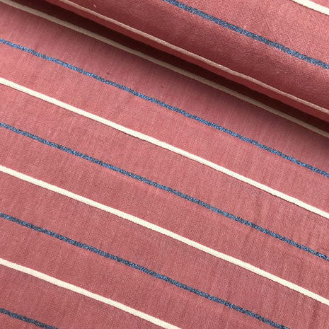 Katoen - Roze met lijnen en lurex
