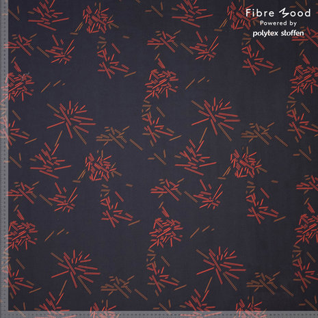 Katoen fibremood - Zwart met streepjes rood