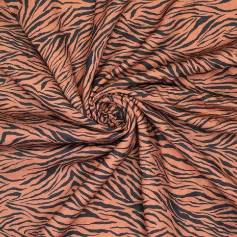 Viscose - roestbruine zebraprint 20