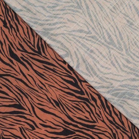 Viscose - roestbruine zebraprint 20