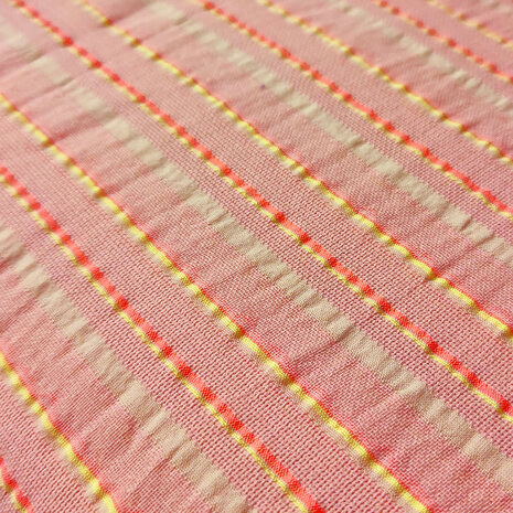 Katoen - yellow pink neon stripes