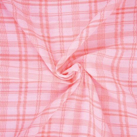 Double gauze - Plaid fluo roze