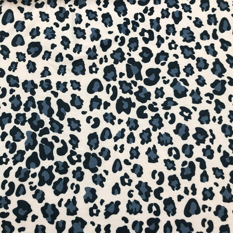Jersey - Luipaardprint ecru grijsblauw