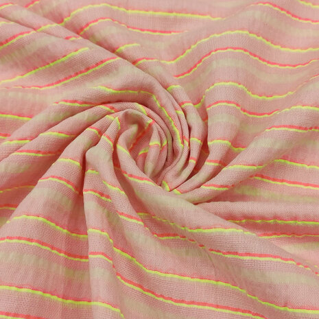 Katoen - Fluo met roze lijntje nathalie