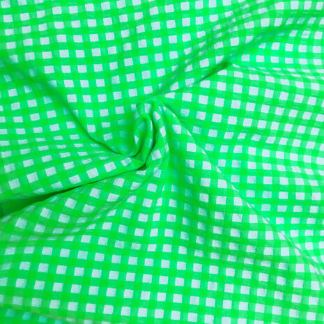 Seersucker - Fluogroene vichy 7mm