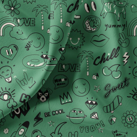 Sweater - Happy icons op groen