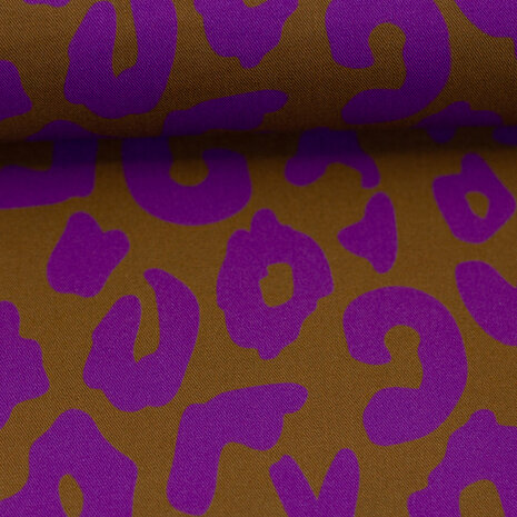 Viscose - Leopard oker fuchsia