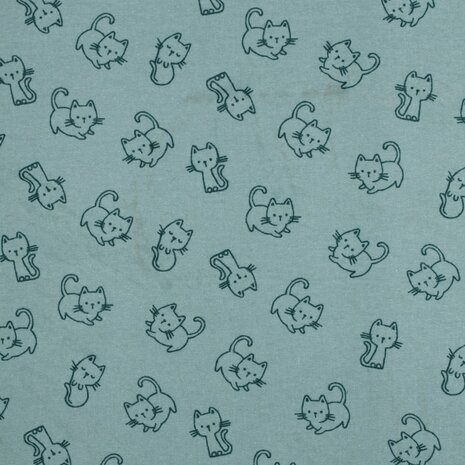 Flanel - Katten muntgroen