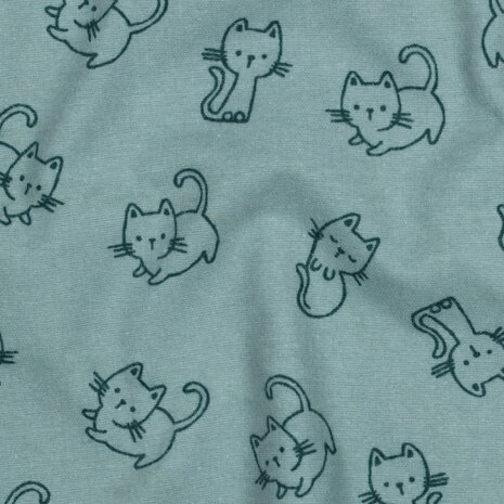 Flanel - Katten muntgroen