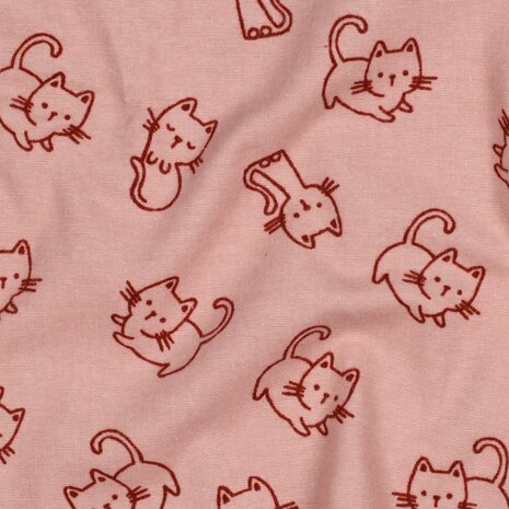 Flanel - Katten roze