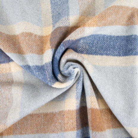 Mantelstof - Plaid dance blauw beige