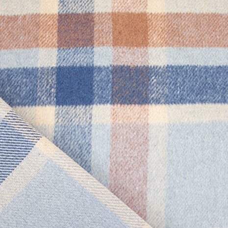 Mantelstof - Plaid dance blauw beige