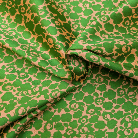 Jacquard - Mikado floral zalm groen