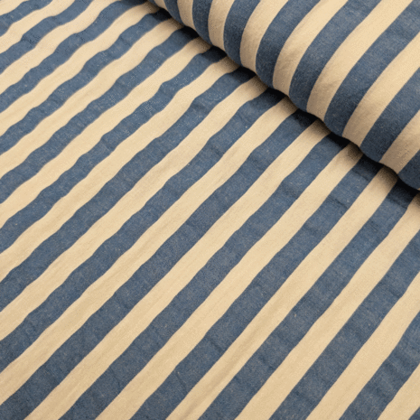 Seersucker katoen - Ecru jeans 1 cm