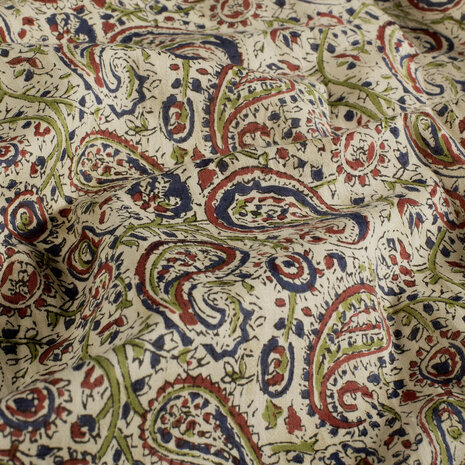 Katoen - Batik paisley beige